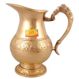 Platinum - Leak Proof - Pure Brass Jug Pitcher Engraved American Design, 2021 Gift Item - 1.25 Liter