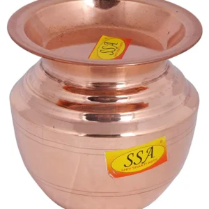 Pure Copper Kumbha Kalash/Lota Rounded & Curved Design With Lid Volume=700 ML